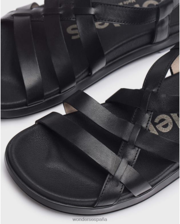 sandalia negra toni negra mujer Wonders 4048620 calzado
