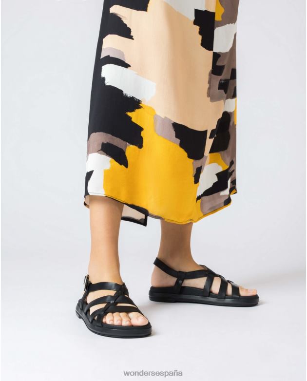sandalia negra toni negra mujer Wonders 4048620 calzado