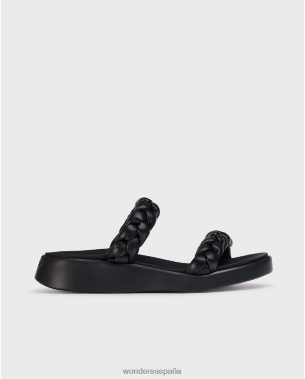 sandalia negra trenzada acolchada mujer Wonders 40486314 calzado