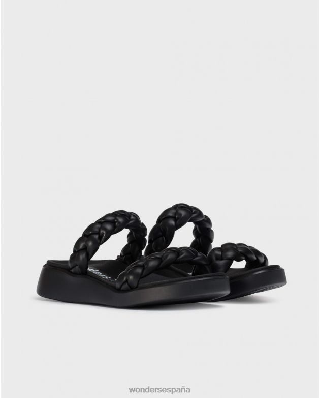 sandalia negra trenzada acolchada mujer Wonders 40486314 calzado