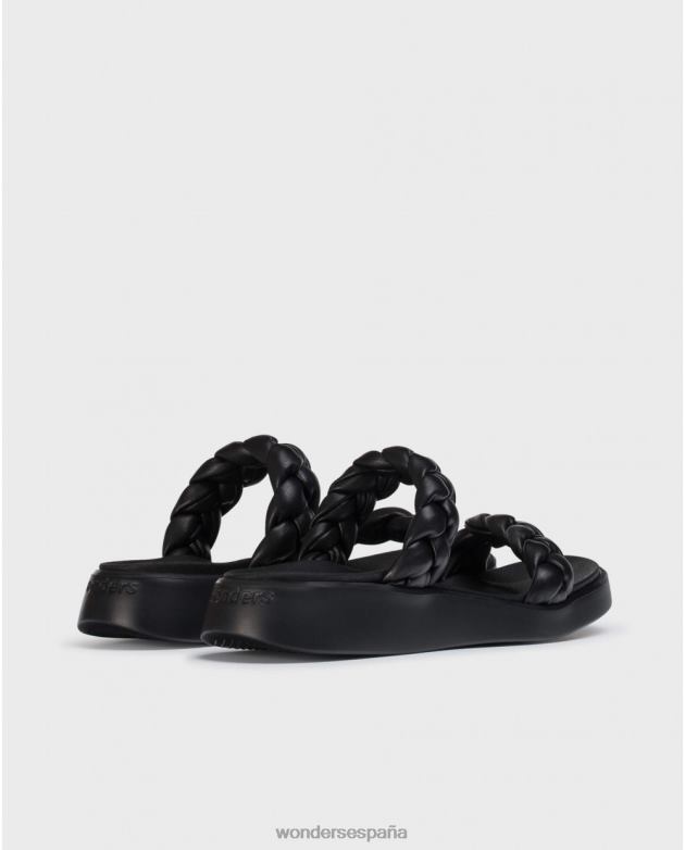 sandalia negra trenzada acolchada mujer Wonders 40486314 calzado