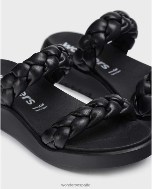 sandalia negra trenzada acolchada mujer Wonders 40486314 calzado