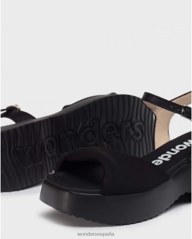 sandalia negro sauce negro mujer Wonders 40486306 calzado