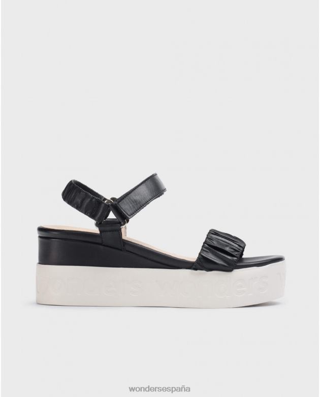 sandalia piel negra mujer Wonders 40486406 calzado