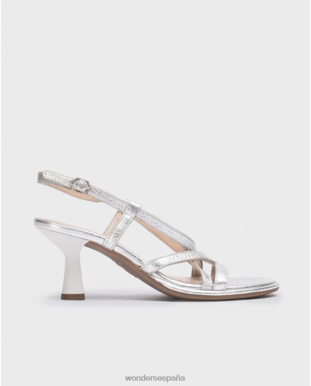 sandalia plateada brillo plateado mujer Wonders 4048658 calzado