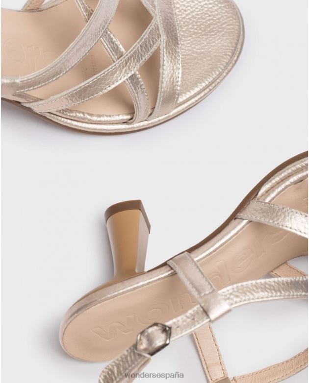 sandalia platino brillo platino mujer Wonders 4048659 calzado