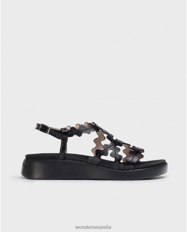 sandalia reina negra negra mujer Wonders 40486309 calzado