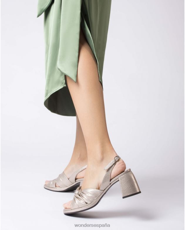 sandalia salvaje platino oro mujer Wonders 4048661 calzado