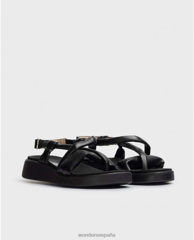 sandalia tubo negro negro mujer Wonders 4048622 calzado