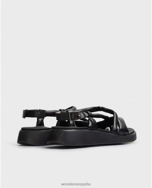 sandalia tubo negro negro mujer Wonders 4048622 calzado