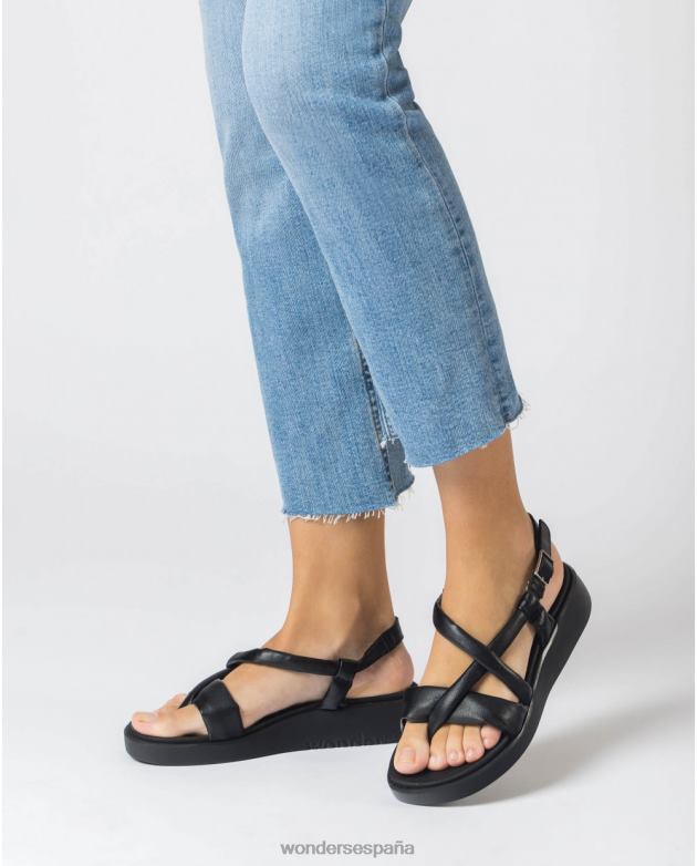 sandalia tubo negro negro mujer Wonders 4048622 calzado