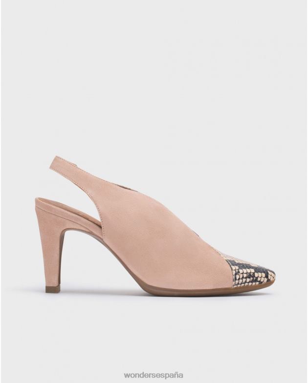 zapato de salón de piel con corte en v palo/nude mujer Wonders 40486414 calzado