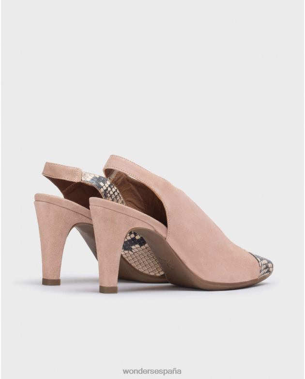 zapato de salón de piel con corte en v palo/nude mujer Wonders 40486414 calzado