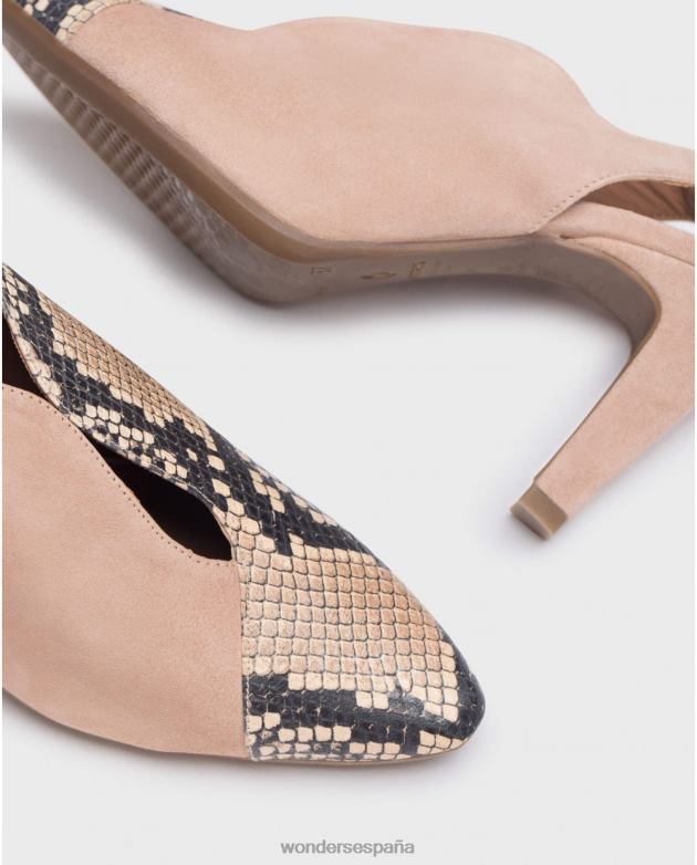 zapato de salón de piel con corte en v palo/nude mujer Wonders 40486414 calzado