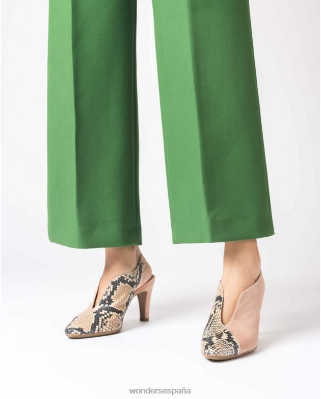 zapato de salón de piel con corte en v palo/nude mujer Wonders 40486414 calzado
