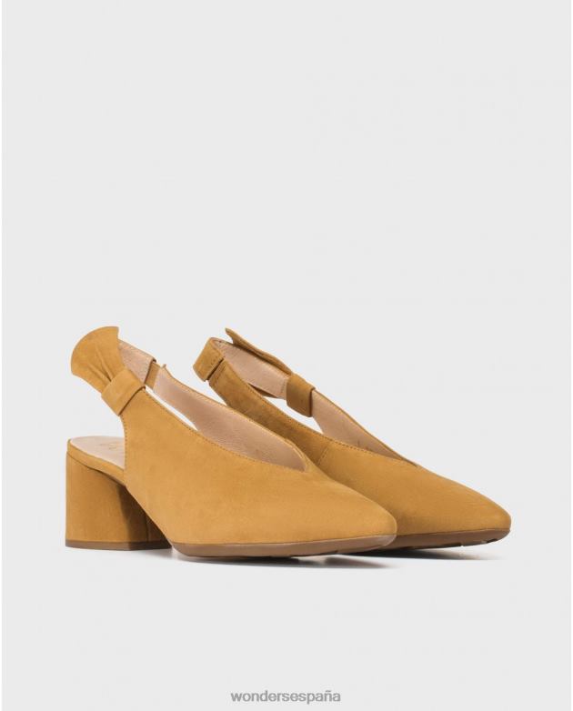 zapato piel arena con lazo mujer Wonders 40486439 calzado