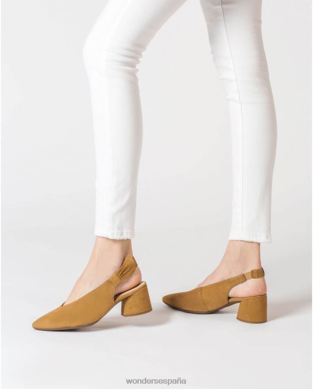 zapato piel arena con lazo mujer Wonders 40486439 calzado