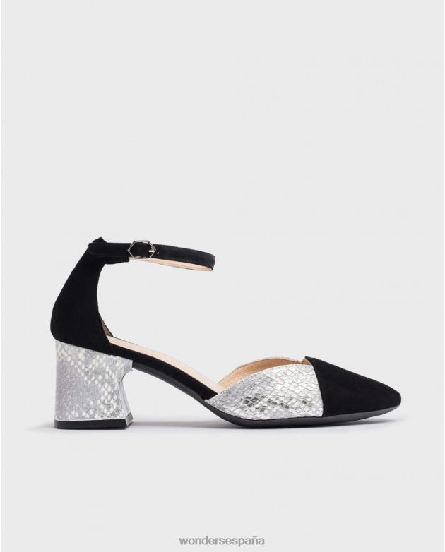 zapatos record bicolor negro/plat mujer Wonders 40486331 calzado