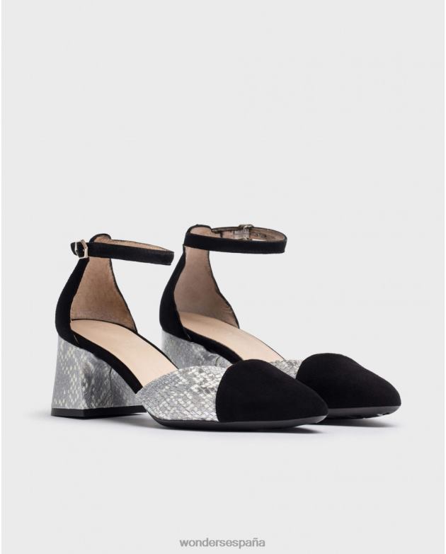 zapatos record bicolor negro/plat mujer Wonders 40486331 calzado
