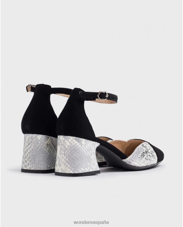 zapatos record bicolor negro/plat mujer Wonders 40486331 calzado