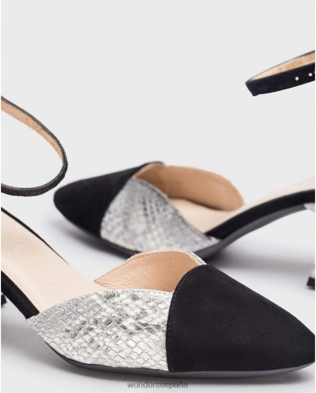 zapatos record bicolor negro/plat mujer Wonders 40486331 calzado