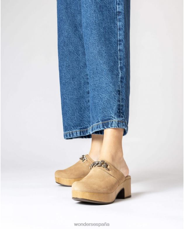 zueco diván marrón arena mujer Wonders 40486213 calzado