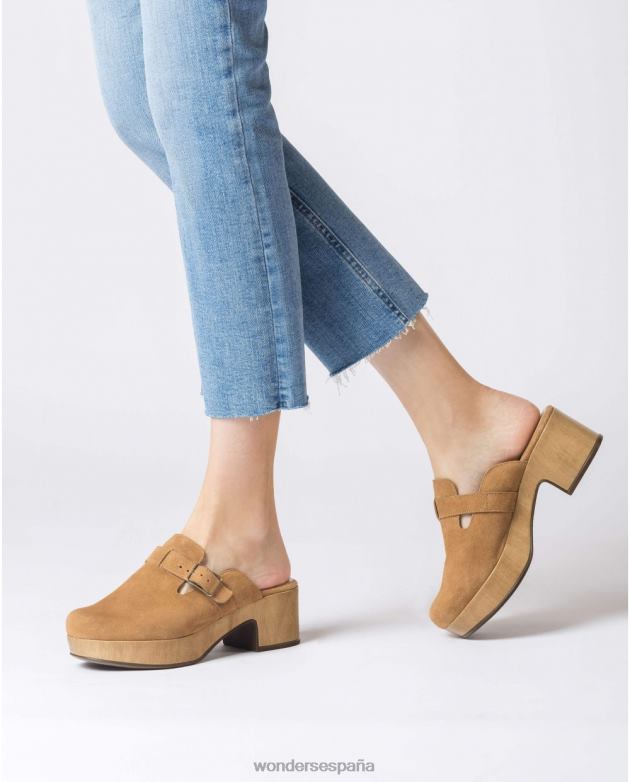 zueco mara marrón arena mujer Wonders 40486214 calzado
