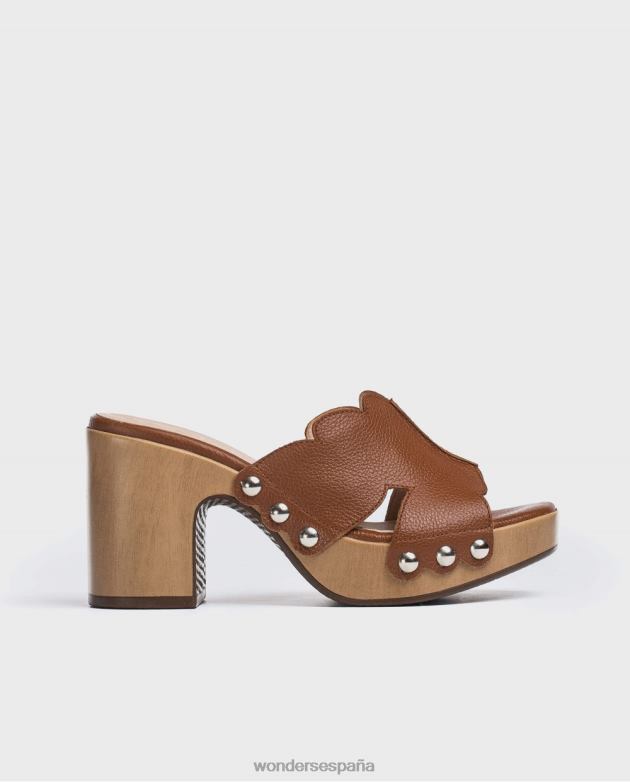 zueco plataforma cuero cuero mujer Wonders 40486410 calzado