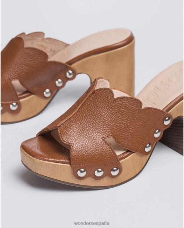 zueco plataforma cuero cuero mujer Wonders 40486410 calzado