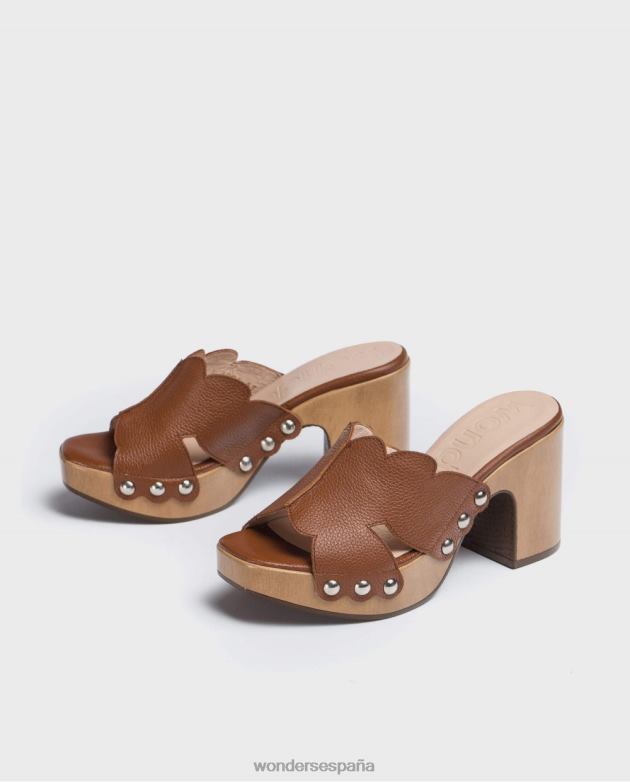 zueco plataforma cuero cuero mujer Wonders 40486410 calzado