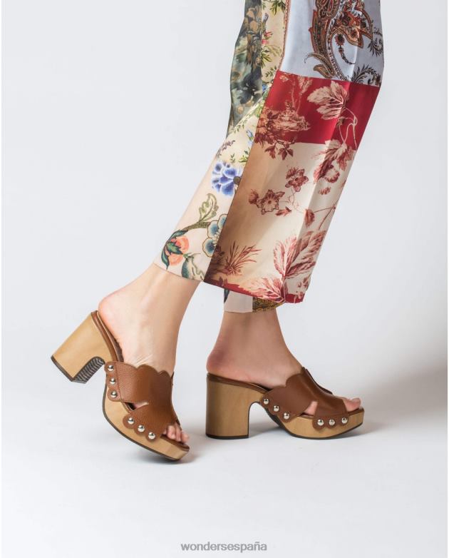zueco plataforma cuero cuero mujer Wonders 40486410 calzado