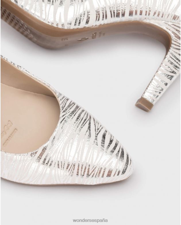 bomba de zapato blanco roto mujer Wonders 4048662 calzado