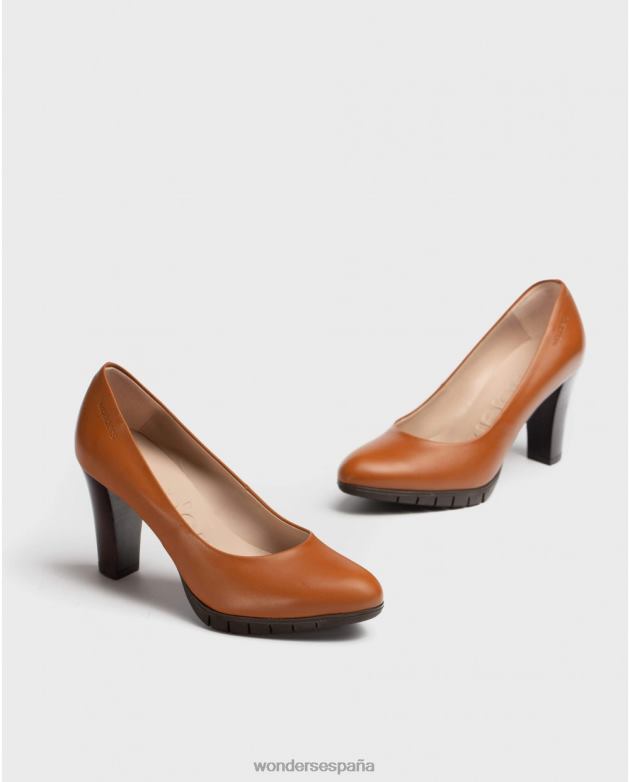 zapato de cuero macy marron mujer Wonders 40486299 calzado