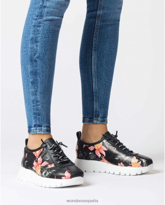 zapatilla negra estrella negra mujer Wonders 40486157 calzado