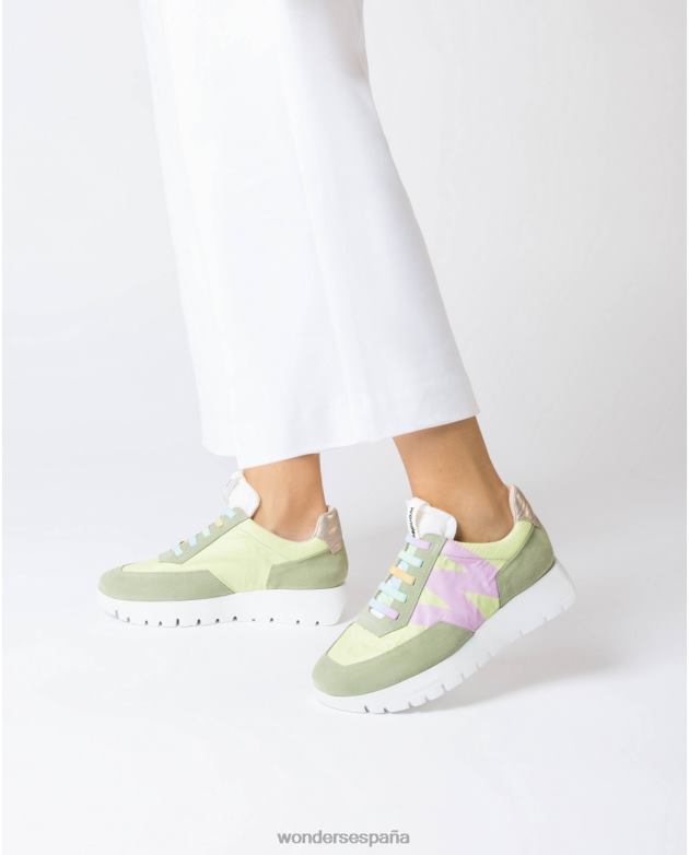 zapatilla odisei verde aceite/lima mujer Wonders 4048697 calzado