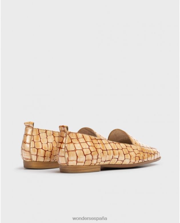 zapato plano de cuero grabado mujer Wonders 40486418 calzado