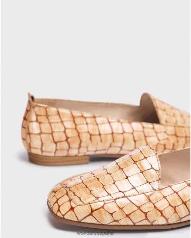 zapato plano de cuero grabado mujer Wonders 40486418 calzado