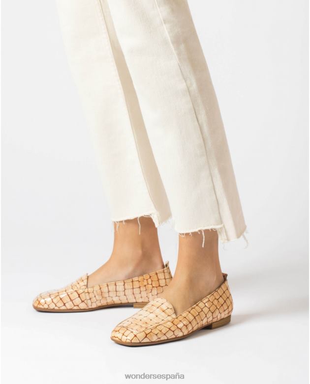 zapato plano de cuero grabado mujer Wonders 40486418 calzado