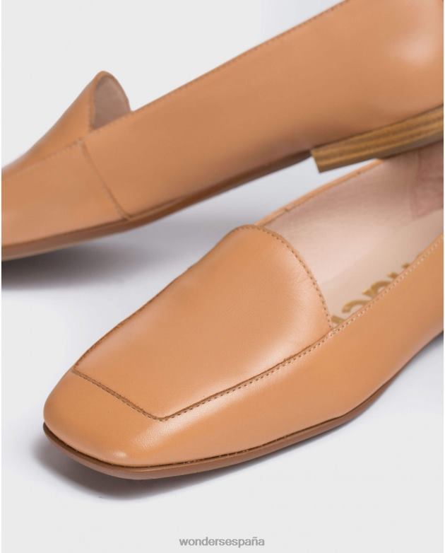 zapato plano piel arena mujer Wonders 40486428 calzado