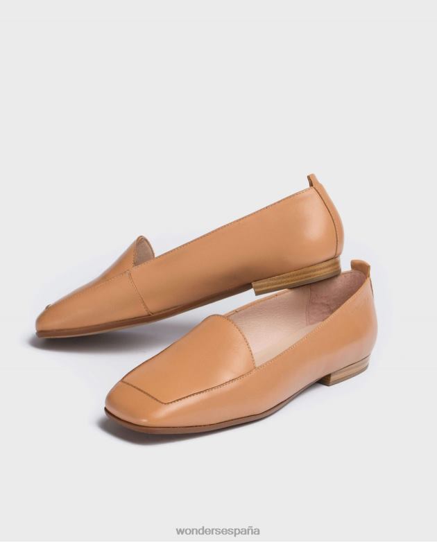zapato plano piel arena mujer Wonders 40486428 calzado