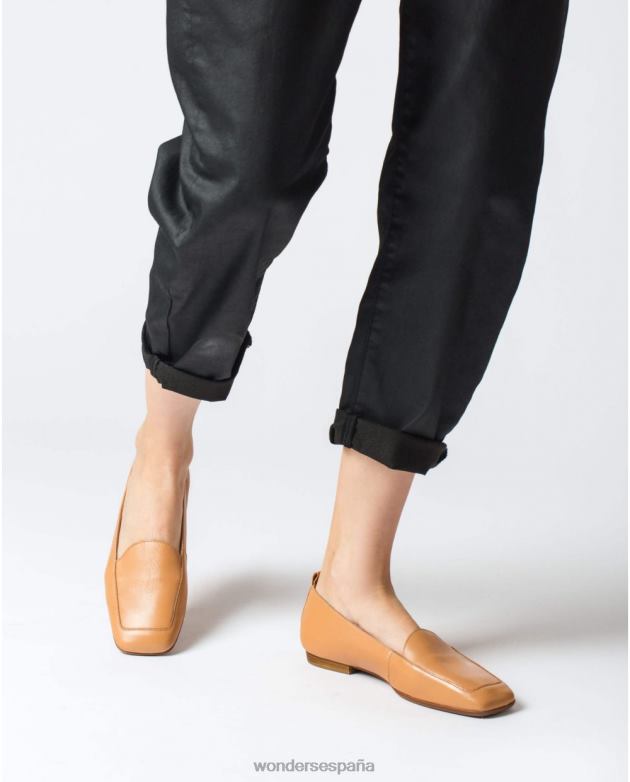 zapato plano piel arena mujer Wonders 40486428 calzado